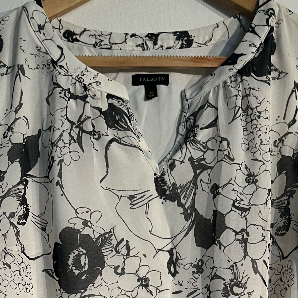 Talbots Blouse -black and soft white medium